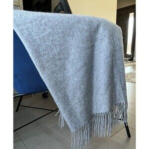 MAGASCHONI HOME 100% CASHMERE THROW BLANKET 50"x60" FLANNEL HEATHR GREY $298